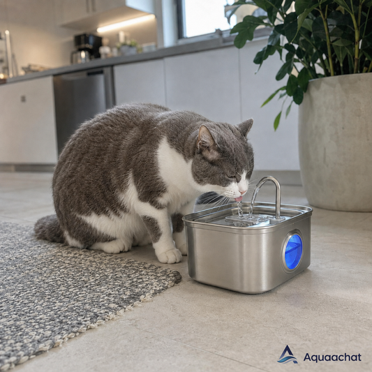 Fontaine à Eau pour Chat en Acier Inoxydable