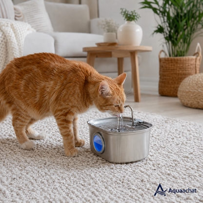 Fontaine à Eau pour Chat en Acier Inoxydable