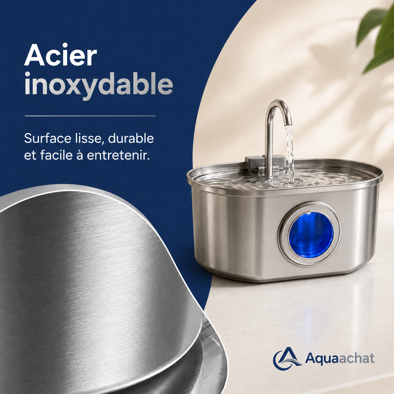 Fontaine à Eau pour Chat en Acier Inoxydable