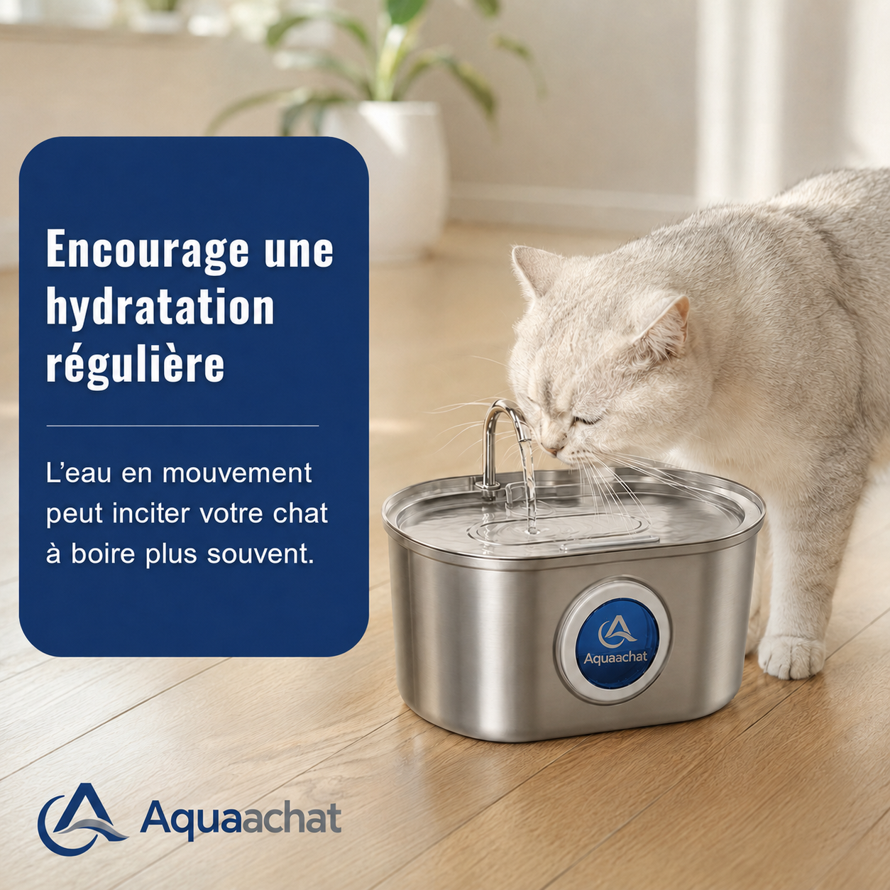 Fontaine à Eau pour Chat en Acier Inoxydable